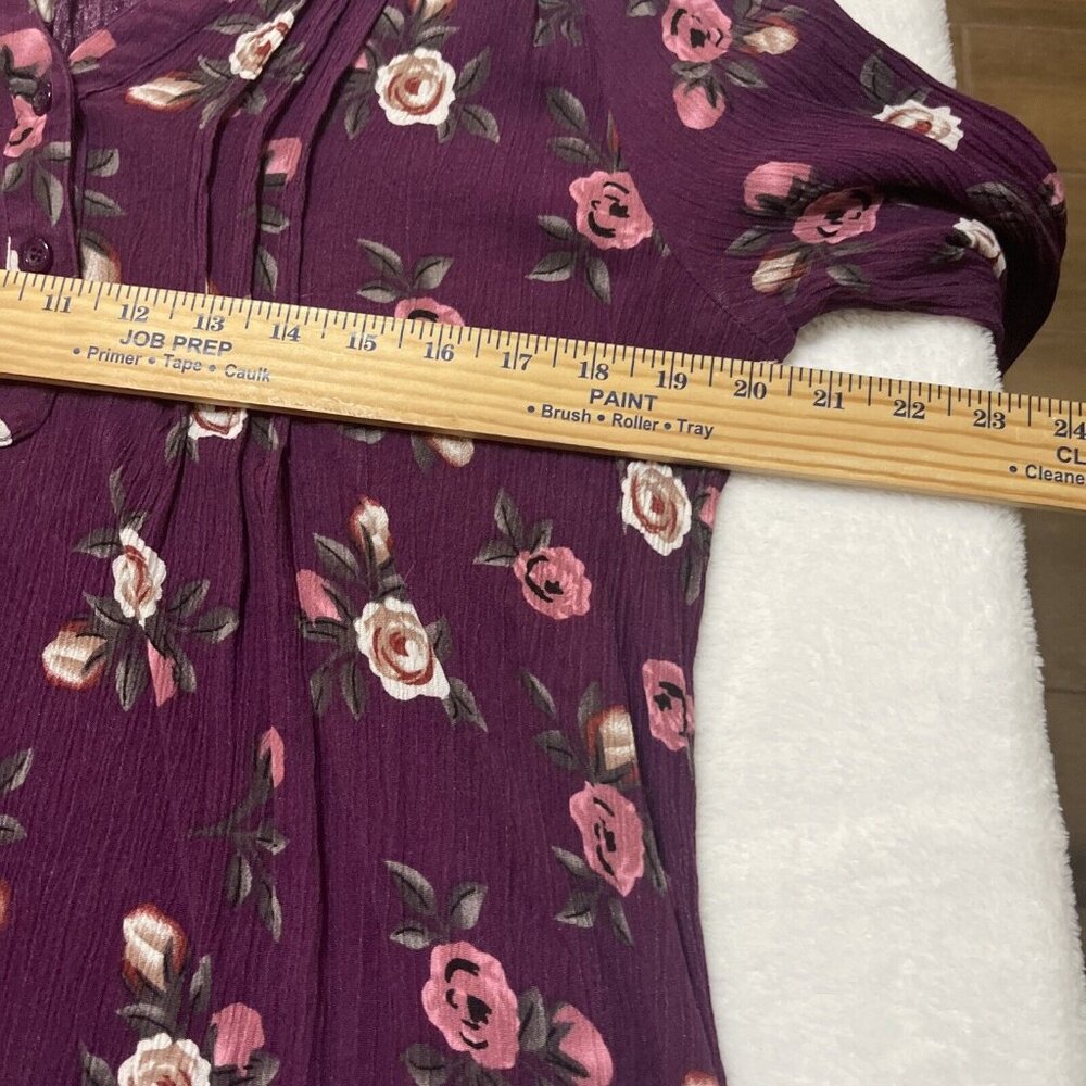 Womens Size XL Monday Fun Floral 3/4 Sleeve Pullover Blouse Tunic - Picture 8 of 12